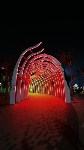 Color-changing light tunnel draws pedestrians in Ho Chi Minh City