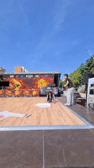 Outdoor stage setup documented in l'Hospitalet de Llobregat, Spain