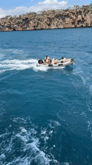 Two-person motorboat spotted cruising waters off Antalya, Turkey