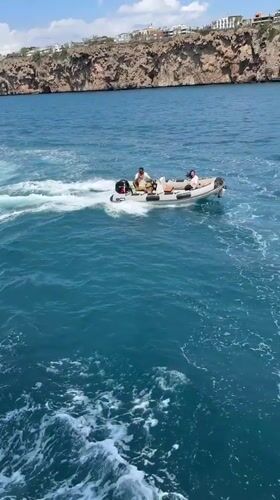 Two-person motorboat spotted cruising waters off Antalya, Turkey