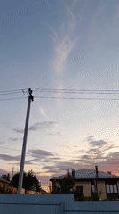 Sunset captured in residential Chaikovsky, Russia neighborhood