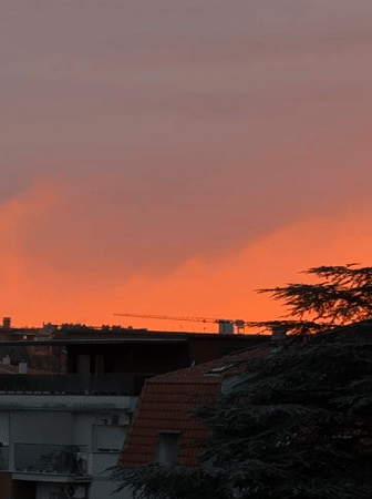 Sunset documented over Belgrade suburb Vozdovac residential area