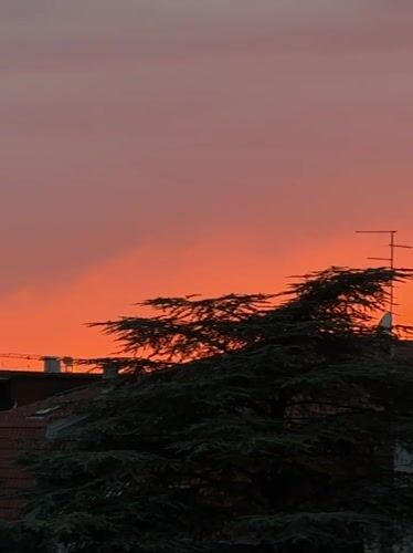 Sunset documented over Belgrade suburb Vozdovac residential area