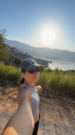 Clifftop selfies above the Adriatic near Budva, Montenegro
