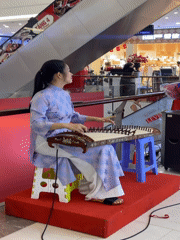 Traditional music performances and shopping activities in Nha Trang mall