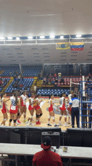 Women's volleyball match played in Ciudad Guayana gymnasium