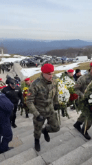 Memorial ceremony with wreaths, folk dancers held at Shipka Pass