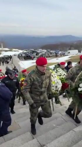 Memorial ceremony with wreaths, folk dancers held at Shipka Pass