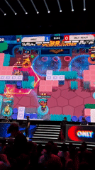 Brawl Stars tournament match displayed on stage screen