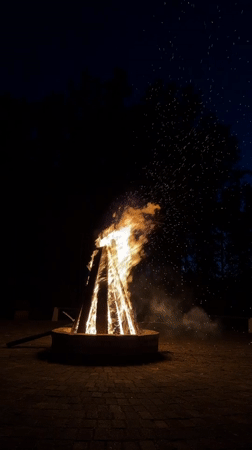 Nighttime bonfire gathering documented by witnesses in Birobidzhan, Russia