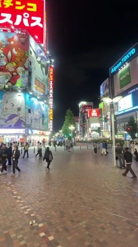 Typical nighttime pedestrian activity observed in busy Shinjuku district