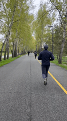 Early morning jogger spotted on Krasnoyarsk park path