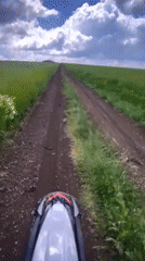 Motorcyclist performs stunts on rural roads near Stara Zagora