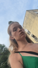 Green dress, Budva: two quick shots, same moment