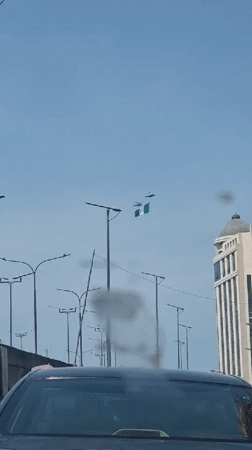 Lagos morning traffic and construction activity captured April 30