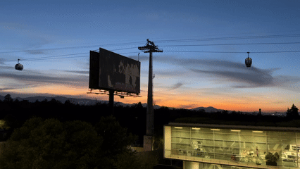 Urban twilight scenes documented across city infrastructure and buildings