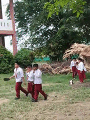 Early morning construction and school activity in Lhokseumawe