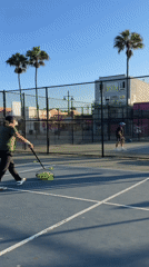 Afternoon tennis session at an LA outdoor court.