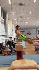 Male gymnast trains at Sofia gymnasium during morning session