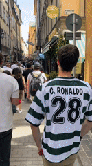 Person in Ronaldo jersey spotted on Stockholm street