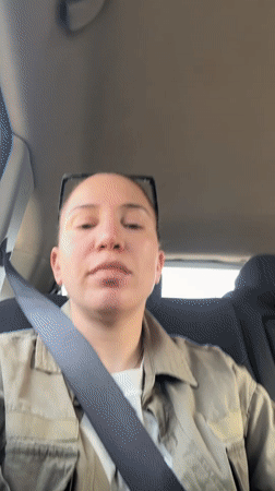 Women film selfie video during car ride in Giza