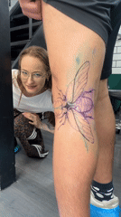 Beetle tattoo session documented at Sofia parlor