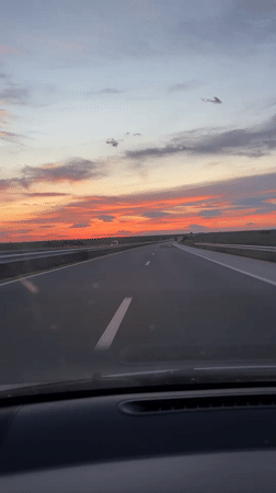 Sunset observed from highway near Krushevo, Bulgaria