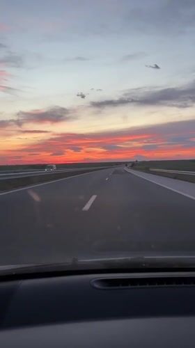 Sunset observed from highway near Krushevo, Bulgaria