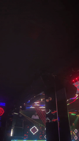 Neon-lit nightclub night in Amman, Jordan