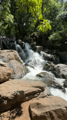 Valle de Bravo waterfall and roadside vendor captured same evening