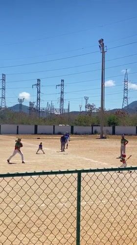 Youth baseball game underway in Juan Griego, Venezuela