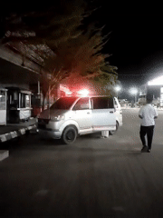 Emergency vehicle responds to nighttime incident in Keuniree, Indonesia