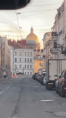 Street scene captured in Saint Petersburg showing roadway and buildings