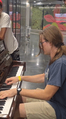 Impromptu piano session at a Barcelona public space