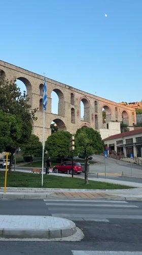 Historic Kamares aqueduct documented from multiple angles in Kavala