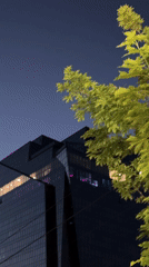 Evening documentation of modern glass building in Chișinău