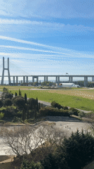 Clear morning view of Vasco da Gama Bridge captured