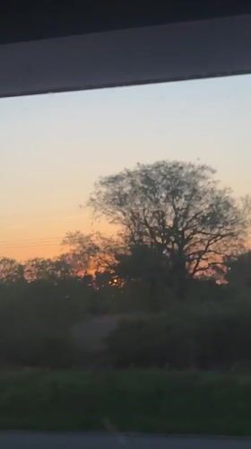 Sunrise filmed through car window in Rotterdam, New York