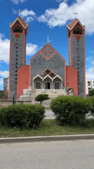 Church with twin clock towers documented in Bar, Montenegro
