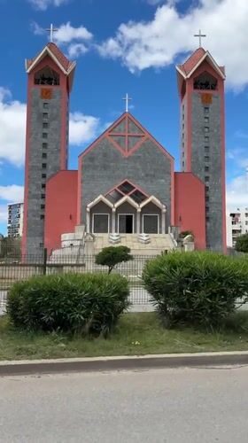 Church with twin clock towers documented in Bar, Montenegro
