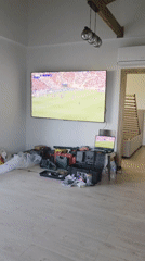 Home renovation continues during PSG-Arsenal match in Bulgarian town