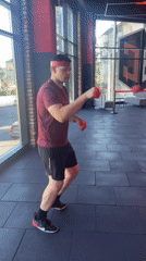 Boxing and conditioning workout in a city gym