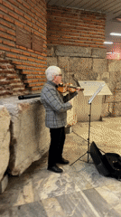 Street violin performance, youth photos captured in historic Sofia