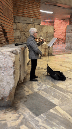 Street violin performance, youth photos captured in historic Sofia