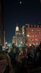 Nighttime immigration protest march in New York City