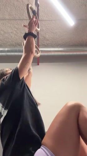 Gymnastic rings training at a Barcelona gym