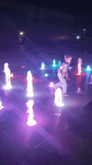 Colorful interactive fountain lights up Pyatigorsk plaza at night