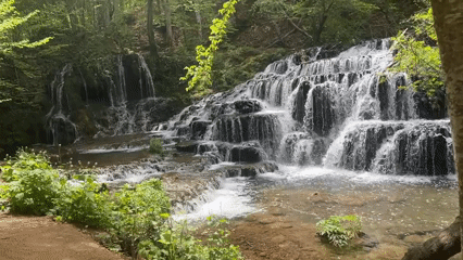 Multi-tiered waterfall captured in Malko Tarnovo, Bulgaria
