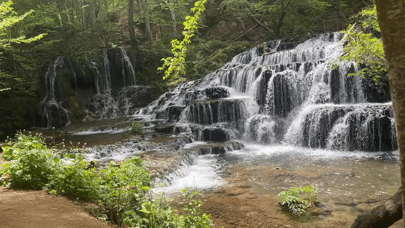 Multi-tiered waterfall captured in Malko Tarnovo, Bulgaria