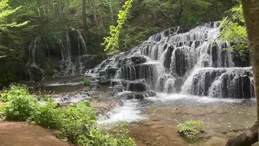 Multi-tiered waterfall captured in Malko Tarnovo, Bulgaria